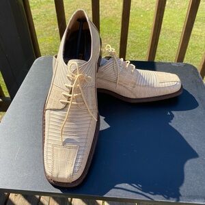 STACY ADAMS OXFORD SHOES GENUIN LEATHER SZ 11 M CREAM/TAN